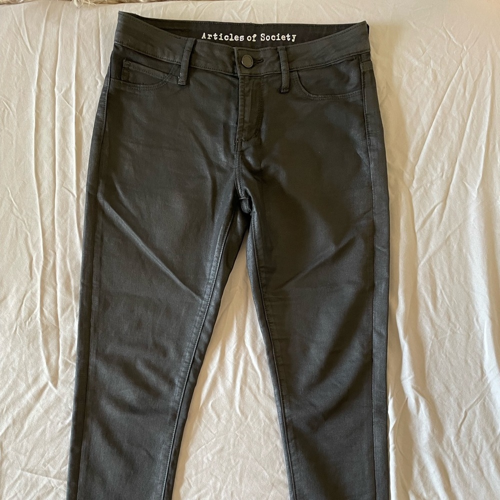 Articles of Society Black Skinny Jeans, leather look size 26